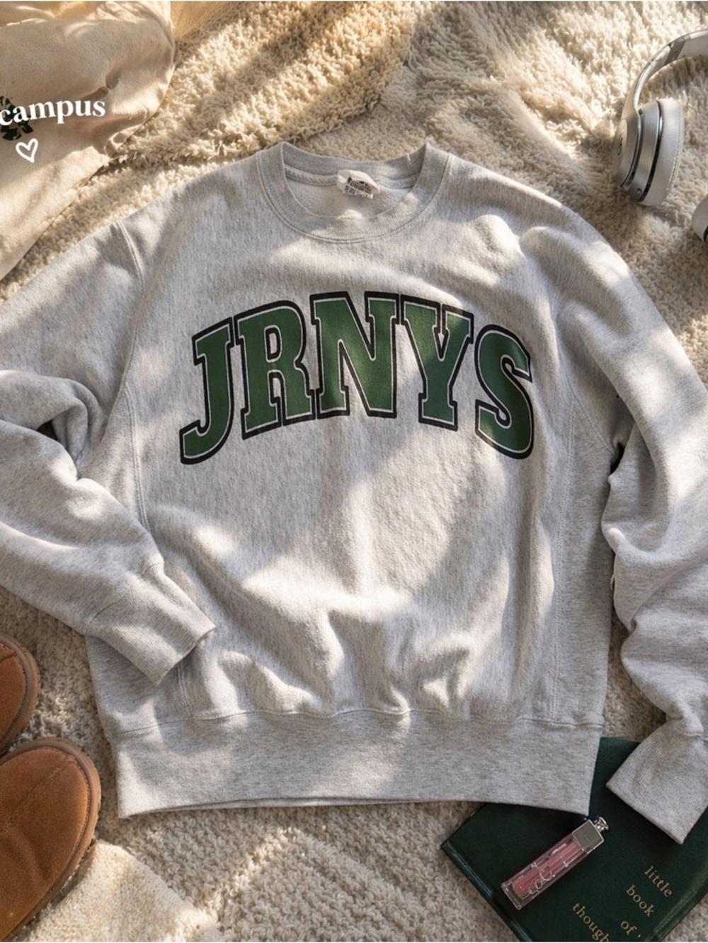 Champion Gray Crewneck Sweatshirt with Green JRNYs Logo